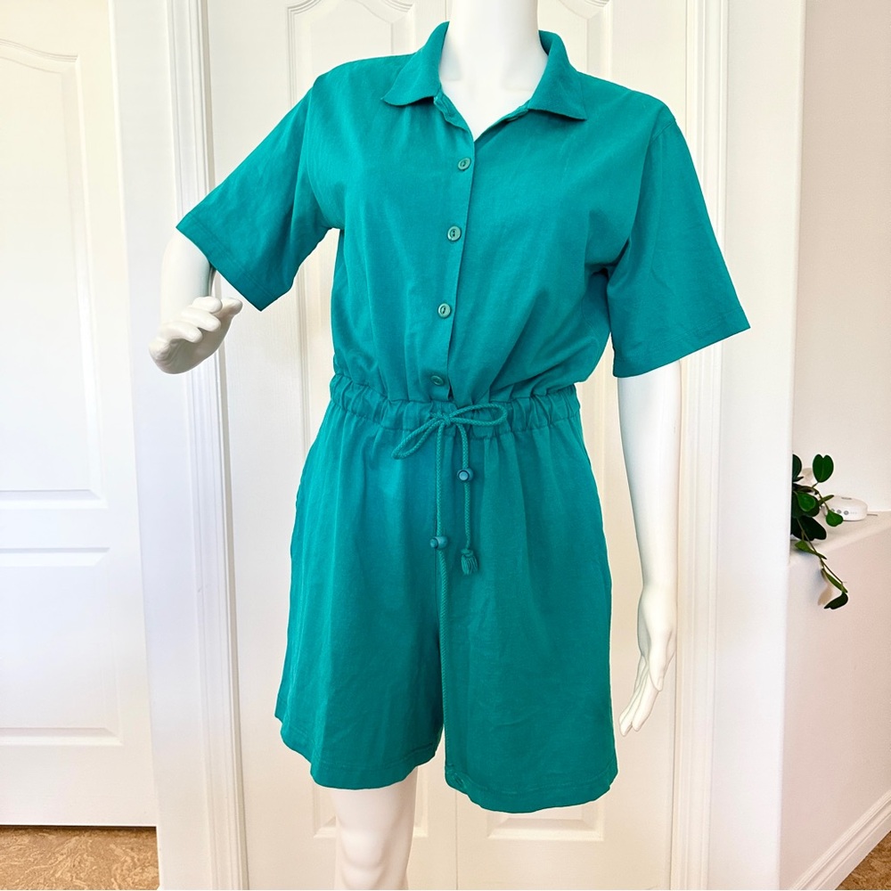 Vintage Teal Cotton Romper (S)